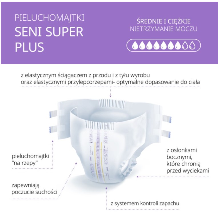 Pieluchomajtki Super Seni Plus dla dorosłych MEDIUM 10szt